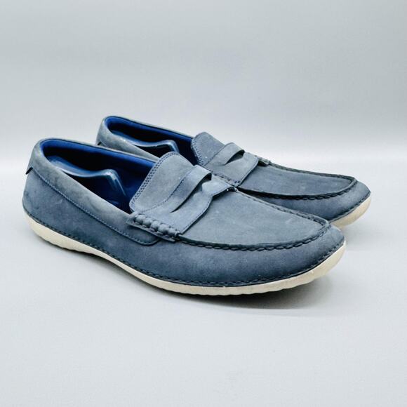 Cole Haan Shoes Mens 12 Blue Suede Loafers Grand OS Motogrand Casual Slip On - Picture 2 of 12